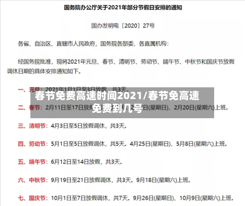 春节免费高速时间2021/春节免高速免费到几号-第3张图片