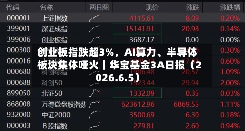 创业板指跌超3%，AI算力、半导体板块集体哑火｜华宝基金3A日报（2026.6.5）