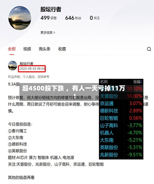 超4500股下跌 ，有人一天亏掉11万！-第3张图片