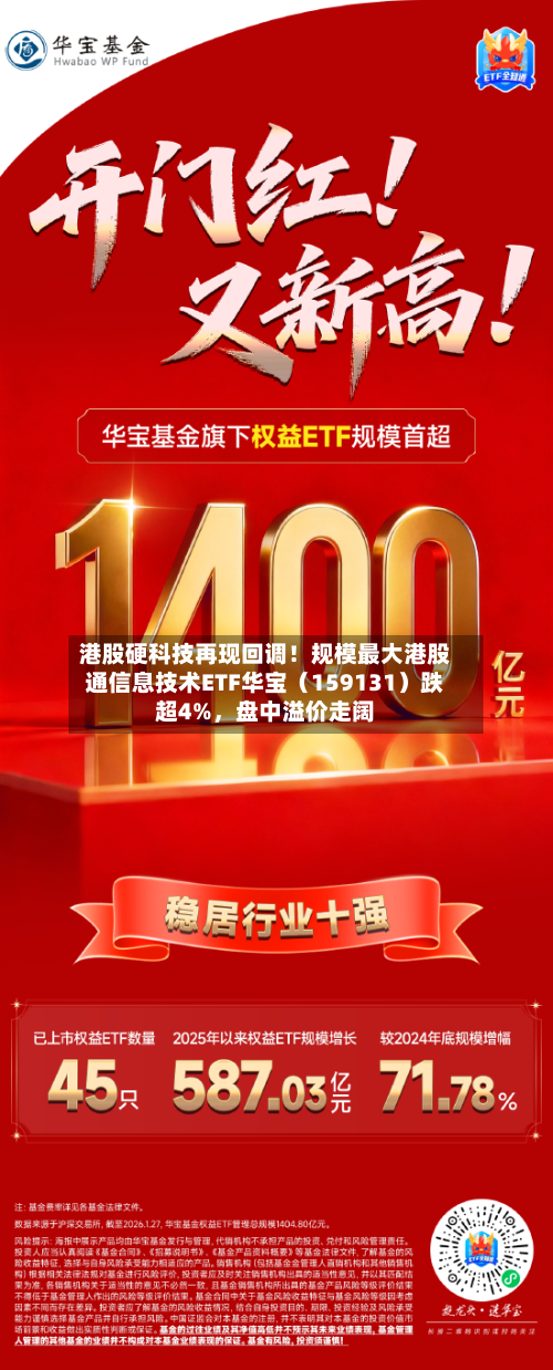 港股硬科技再现回调！规模最大港股通信息技术ETF华宝（159131）跌超4%，盘中溢价走阔-第2张图片