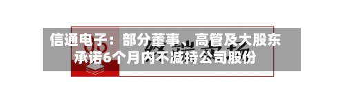 信通电子：部分董事、高管及大股东承诺6个月内不减持公司股份-第2张图片
