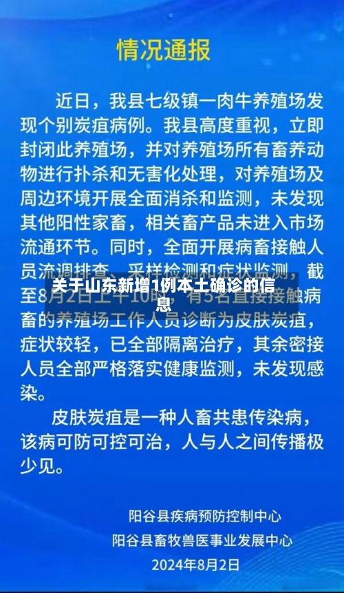 关于山东新增1例本土确诊的信息