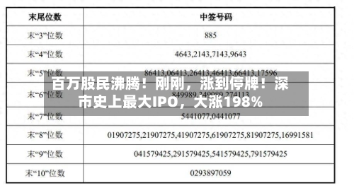 百万股民沸腾！刚刚，涨到停牌！深市史上最大IPO，大涨198%-第2张图片