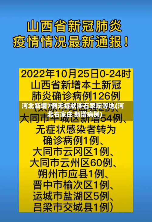 河北新增7例无症状涉石家庄等地(河北石家庄 新增病例)