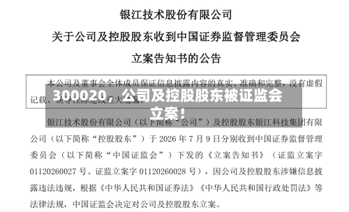 300020	，公司及控股股东被证监会立案！-第2张图片