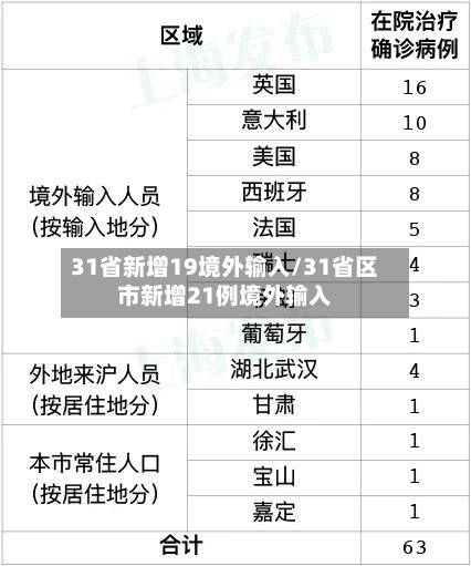 31省新增19境外输入/31省区市新增21例境外输入