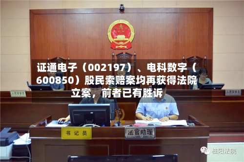 证通电子（002197）、电科数字（600850）股民索赔案均再获得法院立案，前者已有胜诉-第3张图片