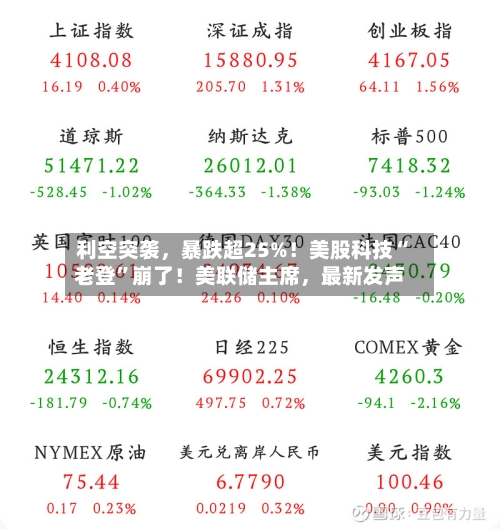 利空突袭	，暴跌超25%！美股科技“老登”崩了！美联储主席，最新发声-第2张图片