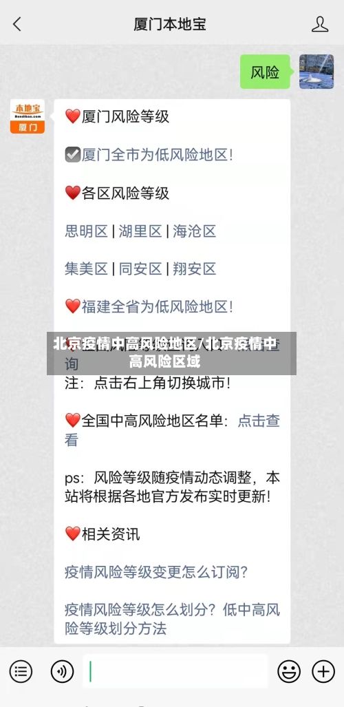 北京疫情中高风险地区/北京疫情中高风险区域