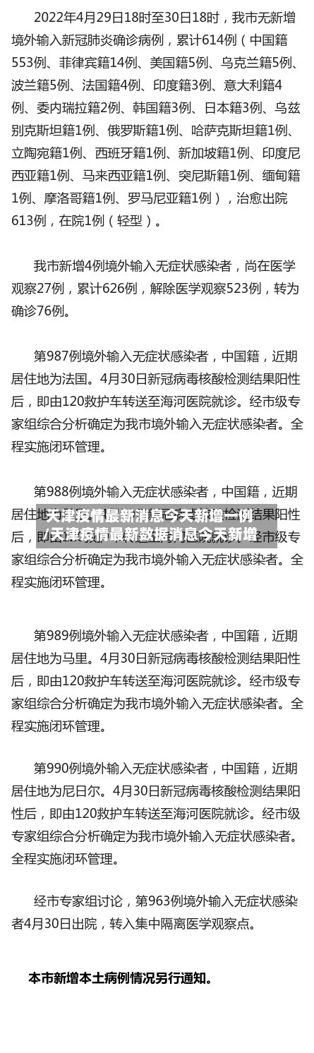 天津疫情最新消息今天新增一例/天津疫情最新数据消息今天新增