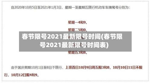 春节限号2021最新限号时间(春节限号2021最新限号时间表)-第2张图片