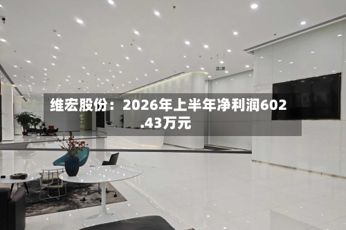 维宏股份：2026年上半年净利润602.43万元