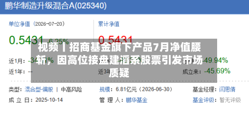 视频丨招商基金旗下产品7月净值腰斩，因高位接盘建滔系股票引发市场质疑