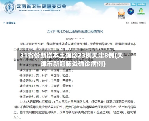 31省份新增本土确诊23例天津8例(天津市新冠肺炎确诊病例)