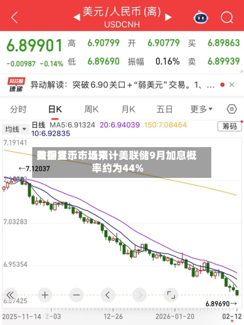 数据显示：近来美国货币市场预计美联储9月加息概率约为44%