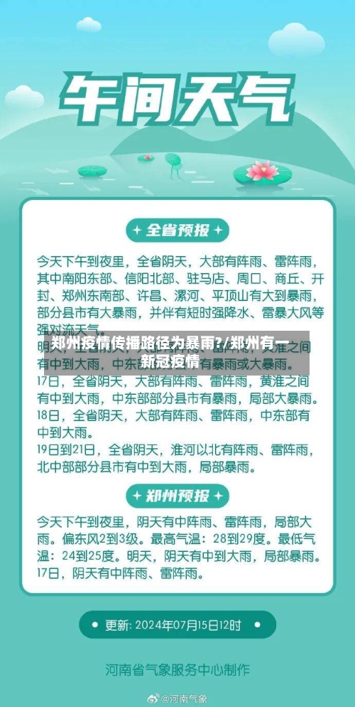 郑州疫情传播路径为暴雨?/郑州有一新冠疫情-第2张图片