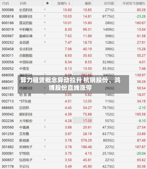 算力租赁概念异动拉升 杭钢股份、鸿博股份直线涨停-第2张图片