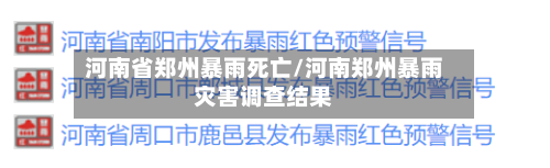 河南省郑州暴雨死亡/河南郑州暴雨灾害调查结果-第3张图片