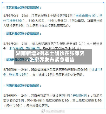 湖南新增3例本土确诊在张家界/张家界发布紧急通告