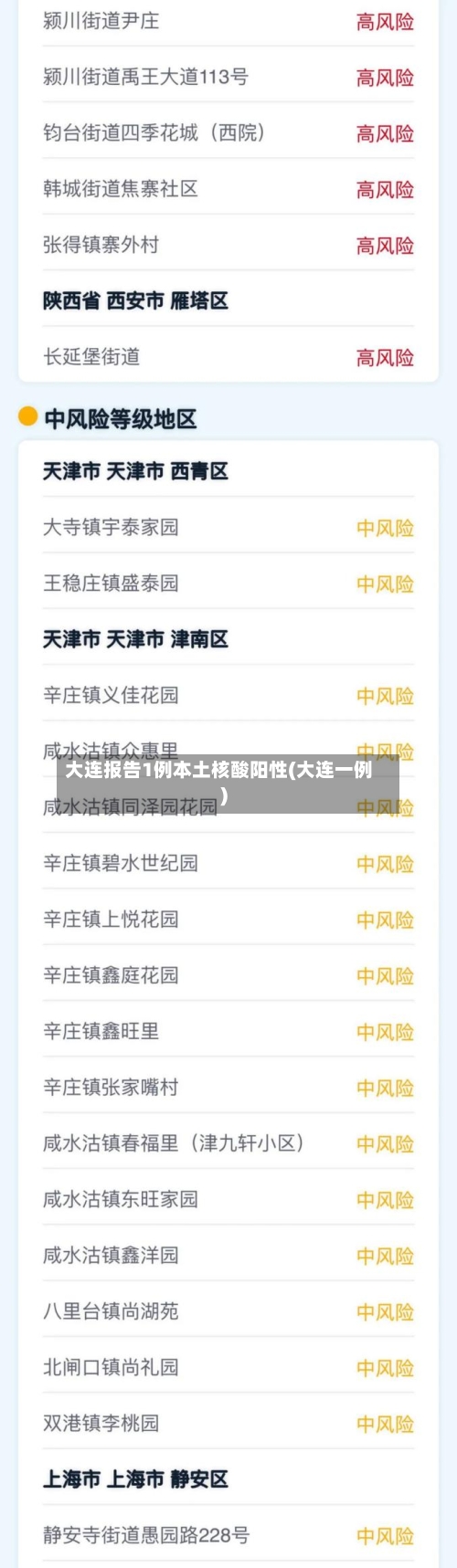 大连报告1例本土核酸阳性(大连一例)