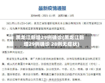 黑龙江新增29例确诊(黑龙江新增29例确诊 28例无症状)