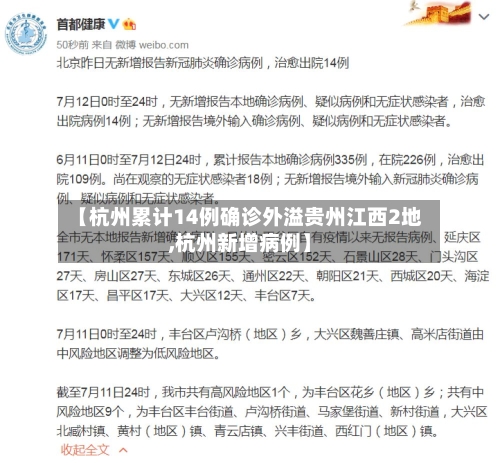 【杭州累计14例确诊外溢贵州江西2地,杭州新增病例】