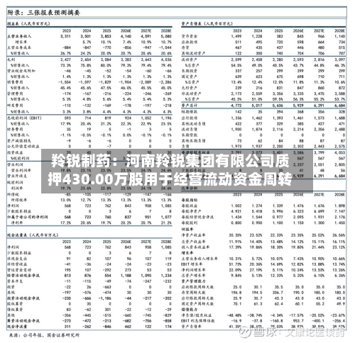 羚锐制药:河南羚锐集团有限公司质押430.00万股用于经营流动资金周转-第2张图片