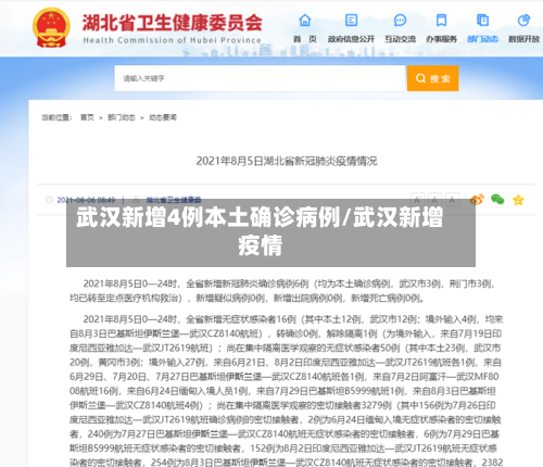 武汉新增4例本土确诊病例/武汉新增疫情