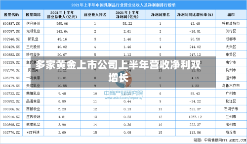 多家黄金上市公司上半年营收净利双增长-第3张图片