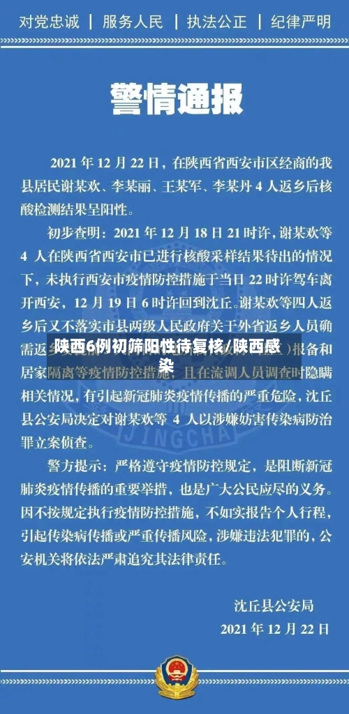 陕西6例初筛阳性待复核/陕西感染