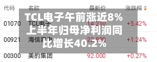 TCL电子午前涨近8% 上半年归母净利润同比增长40.2%-第3张图片