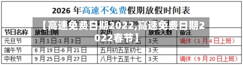 【高速免费日期2022,高速免费日期2022春节】