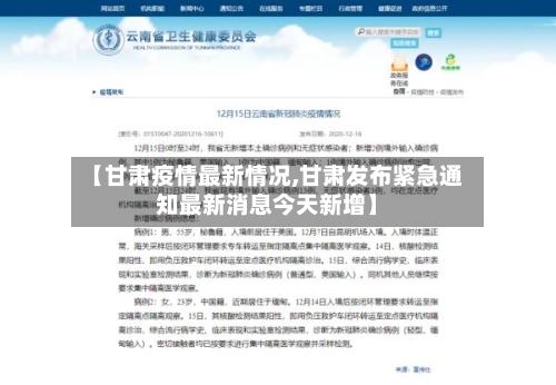 【甘肃疫情最新情况,甘肃发布紧急通知最新消息今天新增】