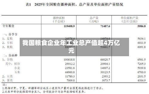 我国粮食企业年工业总产值超4万亿元